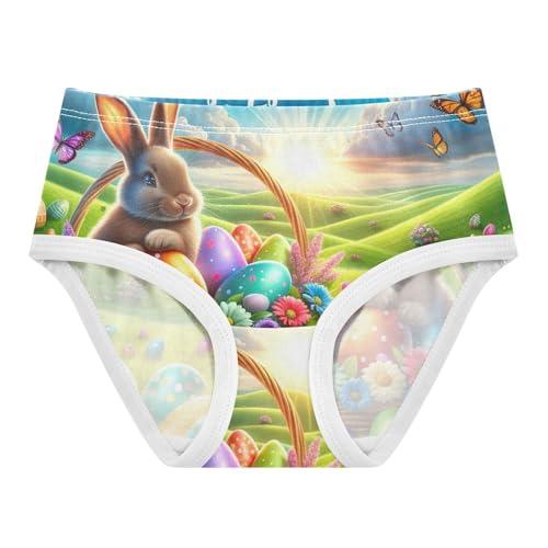 Girls Underwear, Easter Rabbit Colorful Eggs Toddler Girl Panties, Cotton Underwear for Girls, 2T–8 Years