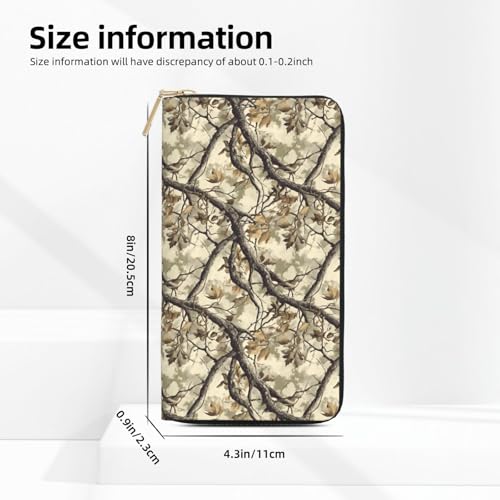 Leather Thin Slim Wallets for Women Men - Fashion Camouflage Tree Print Card Wallet Holder with Zipper2