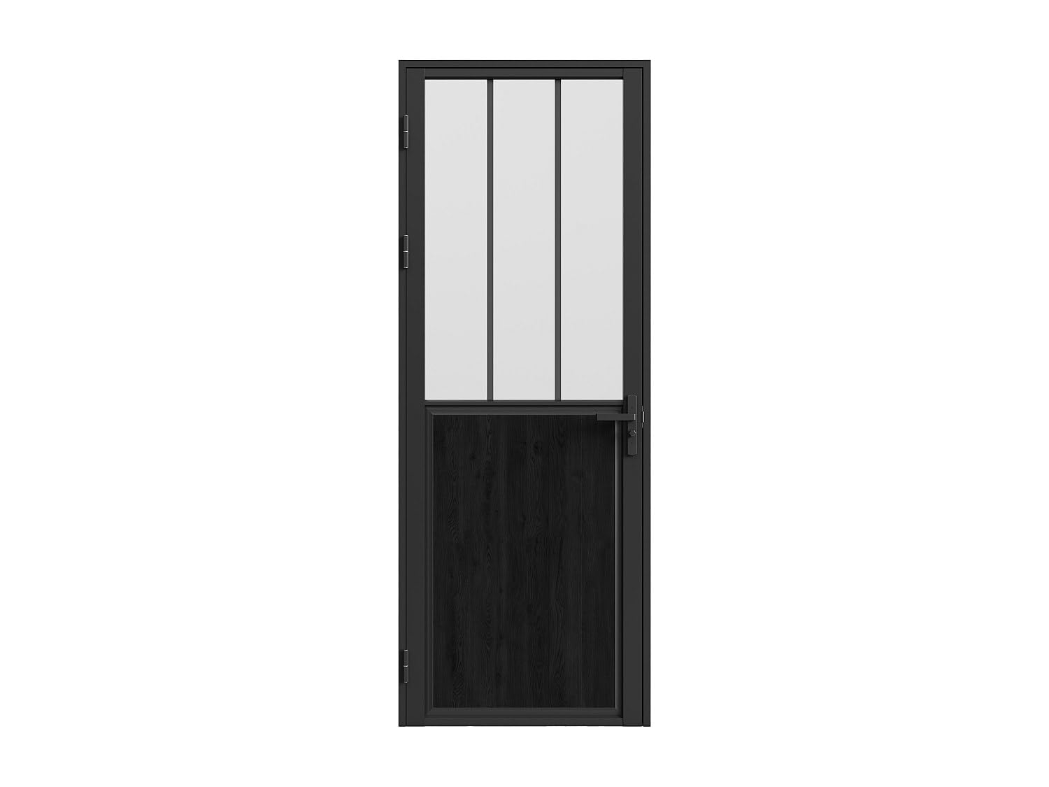 Vente-unique - Bloc porte réversible en aluminium et verre trempé dépoli style atelier - H204 x L93 cm - Noir - ERMELO