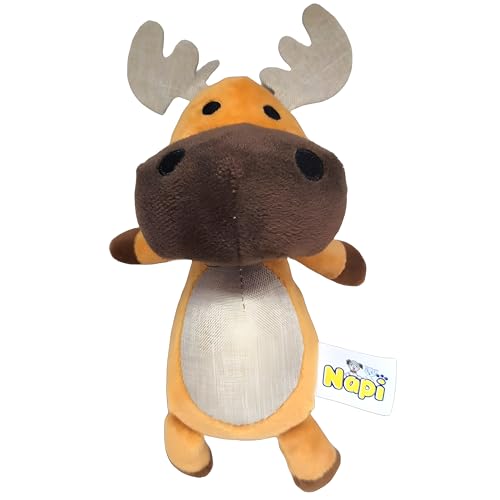 Mordedor de Pelúcia em Formato de Alce para Cães Pequenos e Médios com Apito – Brinquedo Interativo