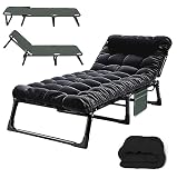 Soliles Portable Folding Camping Cot, Adjustable 4-Position Adults Reclining Chairs with Mattress,Ou