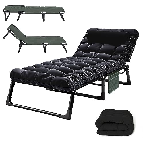 Soliles Portable Folding Camping Cot, Adjustable 4-Position Adults Reclining Chairs With Mattress,Outdoor Patio Folding Lounge Chair Sleeping Cots Bed, Perfect For Camping, Pool, Beach, Patio #TOP24
