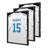 Tieeqe Caja expositora con marco de jersey, marco de jersey con cerradura con 2 ganchos de pared y acrílico con protección UV para camiseta