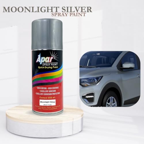 Image of APAR Automotive Spray Paint Moonlight Silver (RC Colour Name)+ GC Compatible for Renault cars -225 ml (Pack of 2-Pcs)