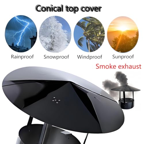 Techo redondo de acero inoxidable negro titanio para remate estético de chimenea 4