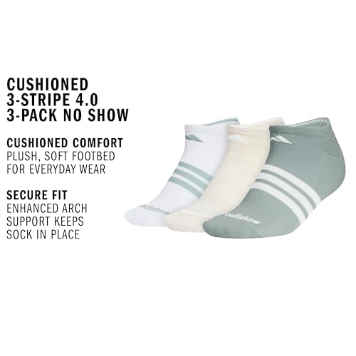 Image of adidas Cushioned No Show Socks 3-Pairs Durable & Comfortable