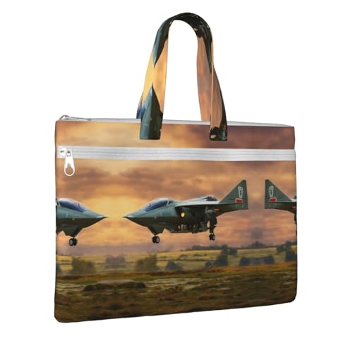 Aircraft Fighter Jets Canvas Document Bag Briefcase For Professionals And Executives2
