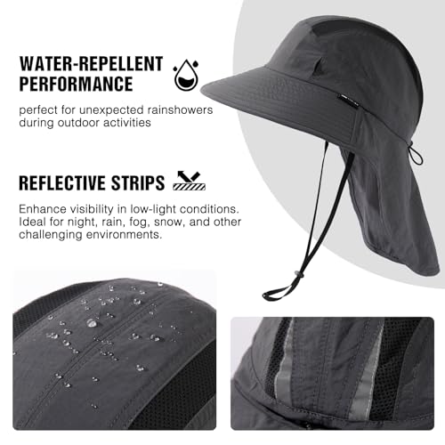 Image of TOP-EX Wide Brim Sun Hat for Men Women with Neck Flap & Sunglass Lock | UPF 50+ protection waterproof packable windproof chin strap for fishing hiking safari travel outdoor work