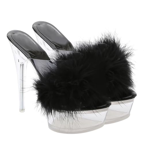 Pantoufles à talons hauts pour mariages et soirées d'été en sandales transparentes fines
