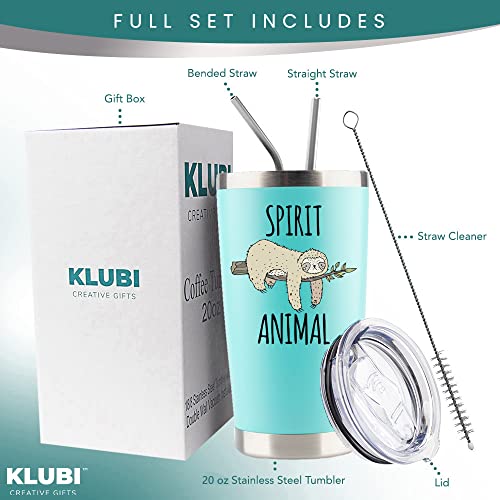 Klubi Sloth Gifts For Women- Spirit Animal Travel Coffee Tumbler/Mug 20Oz - Funny Idea For Sloth Lover, Stuff, Men, Decor #TOP1