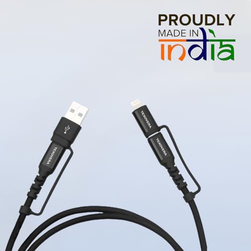 Image of TexoVera 4-in-1 Type-C with 60W Fast Charging, 480Mbps Data Sync, PD Technology, Compatible with All Type-C and Apple Devices, 1.2m