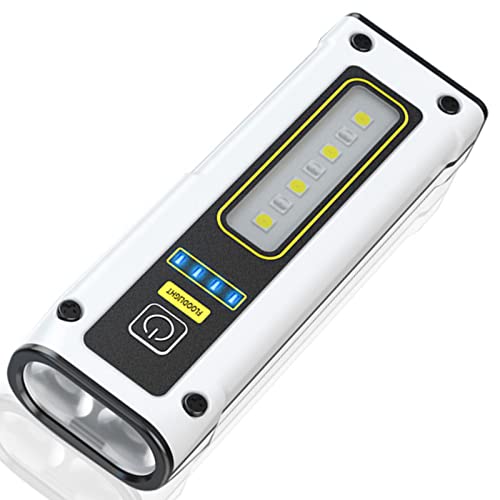 Lampe de poche LED rechargeable EDC, torche de poche tactique super lumineuse avec lumière de travail rouge bleu et COB, lampe de poche à aimant portable...