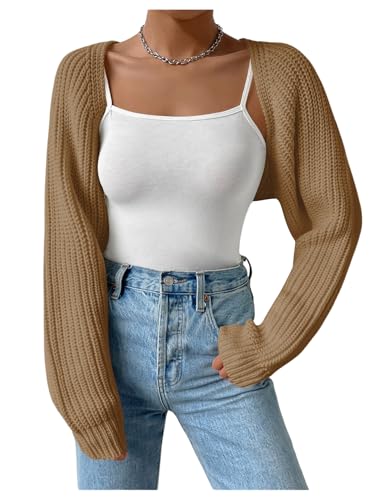 Image of Verdusa Women's Y2k Cropped Cardigan Sweaters Lightweight Knit Open Front Bolero Shrugs Spring Fall Outfits