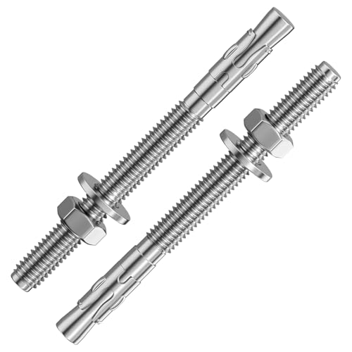 Wensilon 10Pcs 1/4x3 Inch Standard Fasteners for Heavy-Duty 304 Stainless Steel Wedge Anchors for Cement and Concrete