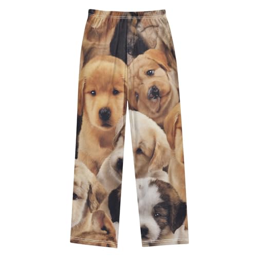 ZZXXB Cute Puppy Dogs Boys Long Pants Soft Trousers Elastic Waist Kids Lounge Bottoms with Pockets S-XL2