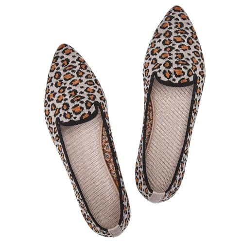 Image of Frank Mully Women's Casual Loafer Flats Slip On Loafer Shoes Comfortable Knit Flat Shoes Classics Pointy Toe Loafer Flats,for Work,Travel