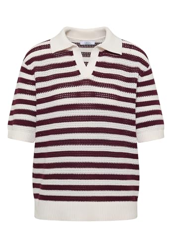 Polo rayé en maille Cecil couleur sweet grape red taille XL