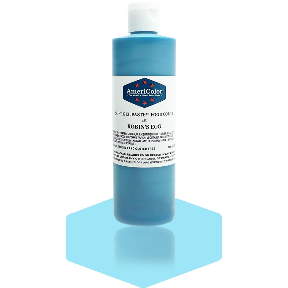 AmeriColor, Robins Egg, 13.5 Ounce Bottle, Soft Gel Paste Food Color