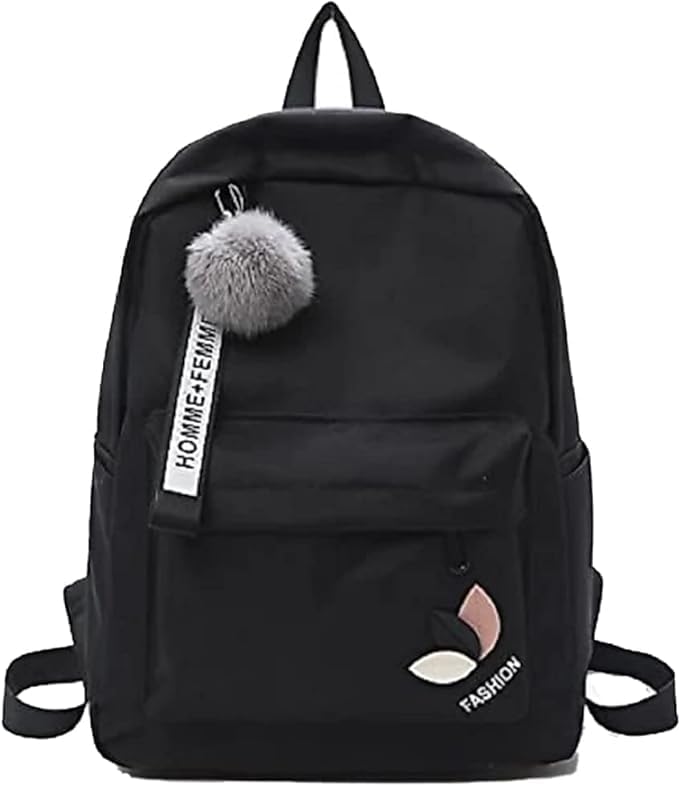 SIZZLING® Fashionable Girls Black Backpack with Fur Pom Pom Accent And Fashion logo,Backpack for Women, Water Resistant Stylish and Trendy College Backpacks for Girls. (B0DCTL2YLV) Amazon Price History, Amazon Price Tracker