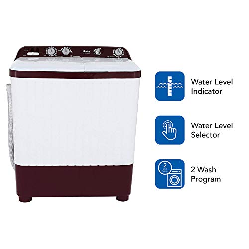 Image of Haier 6.2 kg Semi-Automatic Top Loading Washing Machine (HTW62-187BO, Burgundy)