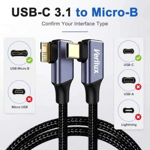 Image of Verilux Micro 3.0 to USB C Cable 1M Fast Data Transfer Charging Cord