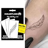 INKARTLINK Semi Permanent Tattoos, 3 Sheets of Small Temporary Tattoos, Adult Art Designs, Party Favors, Waterproof, Realistic, No Adhesive, No Reflective, Lasts 1-2 Weeks (Feathering)