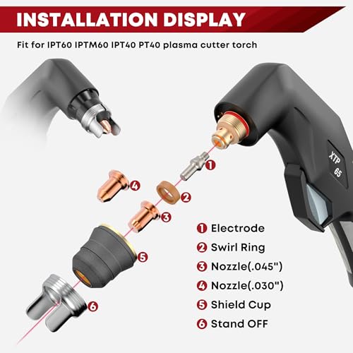 Image of SILATU 23Pcs IPT60 Plasma Cutter Torch Consumables, .030'' /.045'' Cutting Torch Kit Plasma Cutter Accessories for Blowback Pilot Arc Plasma Cutter STC850P MAX, STC650P MAX, CUT55 NHF, CUT65DS