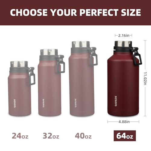 Image of BJPKPK 64oz Insulated Water Bottle, Stainless Steel Vacuum Jug with Handle | Half Gallon Large Water Bottle, Leak-Proof BPA-Free Vacuum Insulated Bottle for Gym, Hiking, Camping & Outdoor Adventures