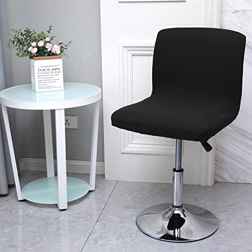 Image of WOMACO Bar Stool Cover with Back Printed Dining Room Square Swivel Barstool Chair Seat Cushion Slipcover for Counter Height Mid Low Back Chair Protector (4, Black)