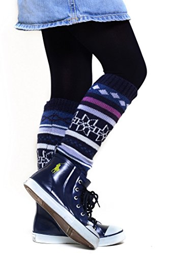 YELETE Fashion Mic Kid's Fun and Cute Legwarmers - Holiday (kids one size, navy)