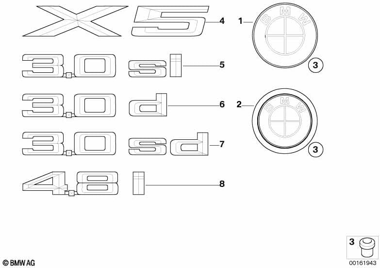 Miniatura 3 de BMW 51-14-7-157-696 Insignia (trasero 511410), 1 paquete