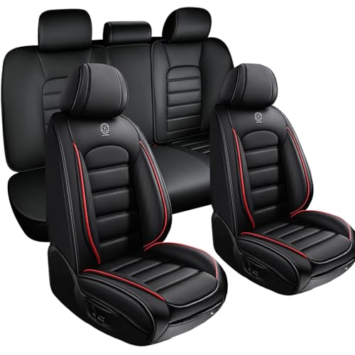 Image of Nappa Leather Seat Covers for Subaru Outback 2006-2024,Car Seat Covers Full Set,Waterproof Seat Protectors Auto Seat Covers,Breathable Nonslip Interior Cover Seats for Cars(Black and Red)