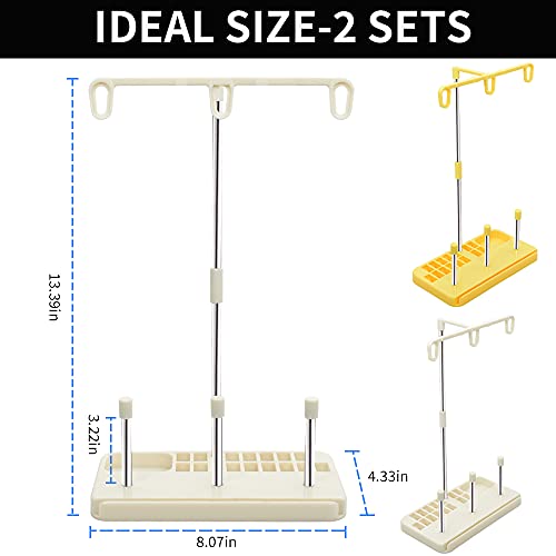 Vuzvuv 2 Pack Thread Holders,Thread Organizer For Embroidery And Sewing Machines,Thread Rack For 3 Spools Of Thread, Embroidery Thread Spool Holder Suitable For Beginners, Adults, White-Yellow #TOP1