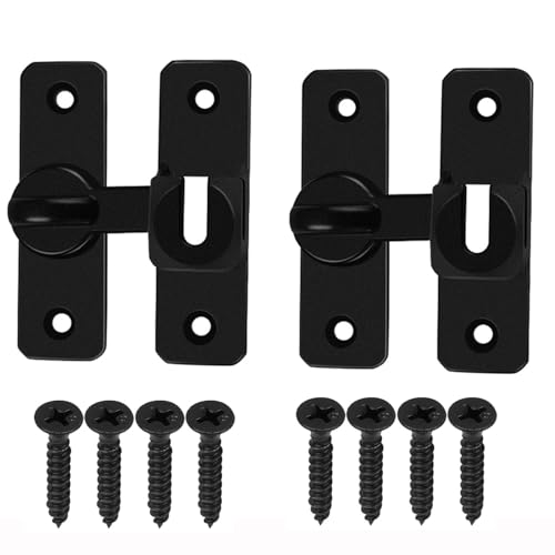 Sliding Door Lock 2Pack 90/180° Adjustable Sliding Door Latch with 8 Screws Easy Install Security Latch Secure Barn Door Lock for Sliding Doors Cabinets and Gates Aluminium Alloy Construction