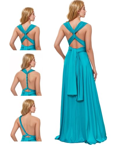 Image of Women's Proaid Convertible Infinity Dress with Bandeau - Multi-Way Long Bridesmaid Dress, Twist Wrap Dress for Weddings