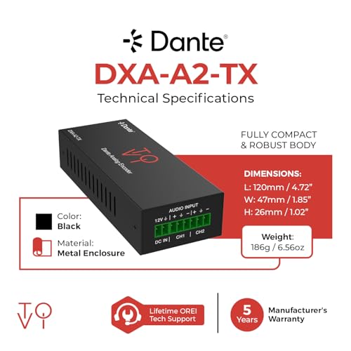 Encodeur analogique ToVi Dante DXA-A2-TX convertisseur 24 bits AES67 - 5