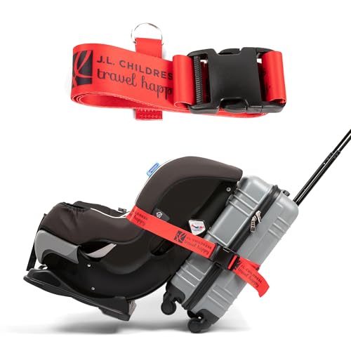 J.L. Childress Car Seat Luggage Strap - Travel Belt Attaches Baby Car Seat to Suitcase For Airplane & Airport Travel Universal Size Strong Nylon Webbing