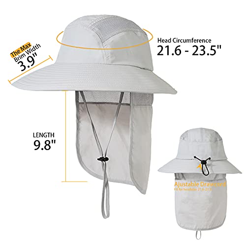 Fishing Hat Bucket Hat With Neck Flap And Upf 50+ Sun Protection For Men And Women-Light-Grey #TOP4