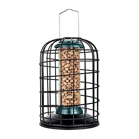 iBorn Squirrel Proof Bird Feeder For Peanut,Sunflower Seed Outdoor Hanging For Wild Birds Woodpeckers,Heavy Duty All Metal Anti-UV Finishing, Green 8 Inch Cover