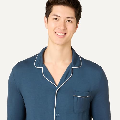 Image of Amazon Essentials x Sofia Grainge Men's Long Sleeve Relaxed Fit Breathable Modal Jersey Pajama Set, Loungewear