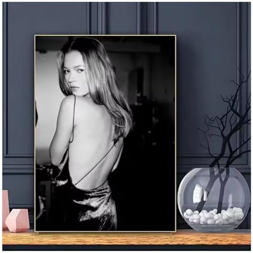 Poster Kate Moss 50x70 cm portrait photo mannequin sur toile decoration murale sans cadre
