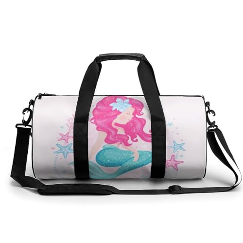 Sac de sport sirène étoile de mer 45x23x23cm imperméable polyvalent pour gym et voyage