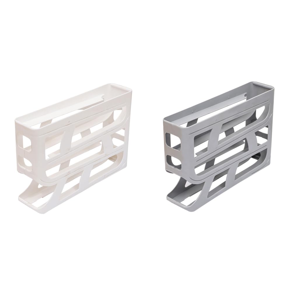 huevera, Dispensador de huevos for refrigerador 4 niveles, gran capacidad, contenedor for ahorrar espacio(White and Grey)
