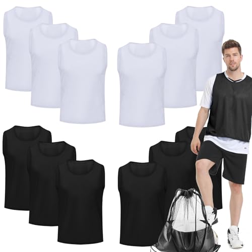 Image of 12 /24 /48Pcs Soccer Pinnies Youth, Scrimmage Team Practice Vests | Mesh Printed and Unprinted Numbers Team Pennies for Basketball Soccer Football Bibs Adults Kids