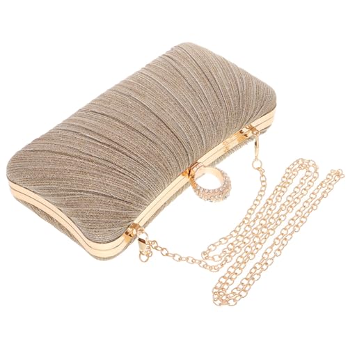 Pochette plissée en satin doré et zinc pour soirée