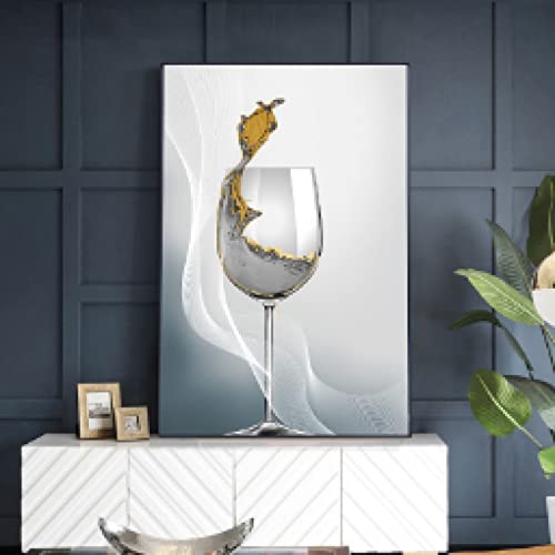 Tableau moderne salle à manger affiche abstraite verre de vin chic