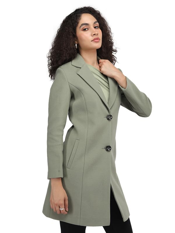 Image of PLAGG Women's Notched Lapel Long Overcoat