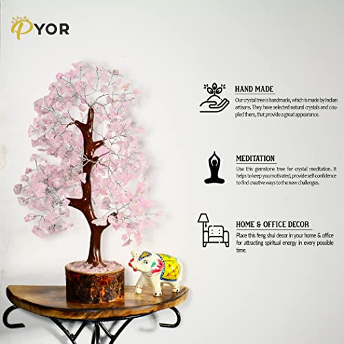 PYOR Rose Quartz, Stone Money Tree, Spiritual Gifts, Rose Quartz Tree, Pink Office Decor, Crystal Rose Tree, Feng Shui Decor - Image 2