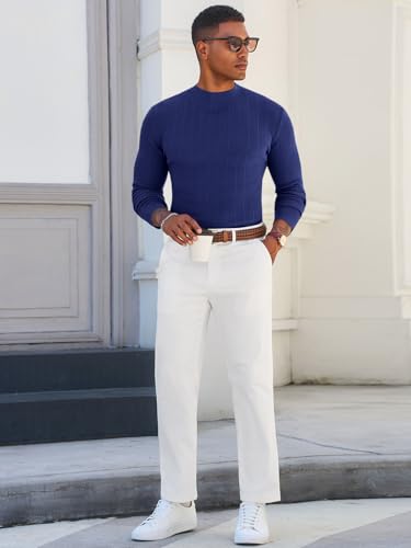 Runcati Mens Mock Turtleneck Sweater Slim Fit Casual Ribbed Knitted Pullover Fall Winter Basic Warm Sweaters4