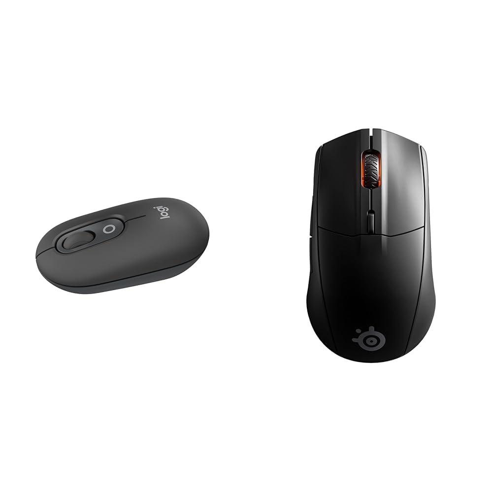 Logitech POP Mouse, przenośna & SteelSeries Rival 3 Wireless Mysz do gier